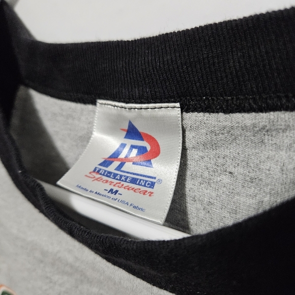 Miami Univesity Hurricane Black Grey Raglan 3/4 Sleeve Shirt Medium Vtg B19 - Picture 3 of 6